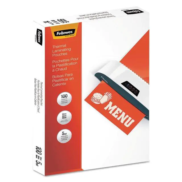 Alt view image 6 of 8 - FEL5746001 - Thermal Laminating Pouches - Menu, 5mil, 100 pack