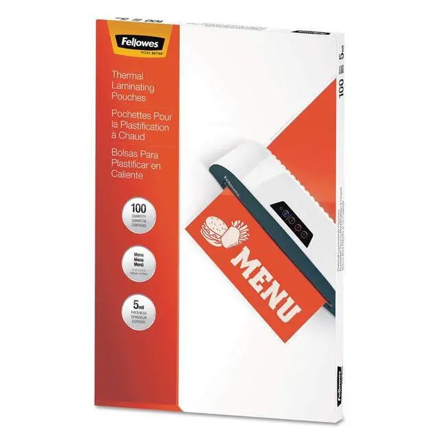 Alt view image 5 of 8 - FEL5746001 - Thermal Laminating Pouches - Menu, 5mil, 100 pack