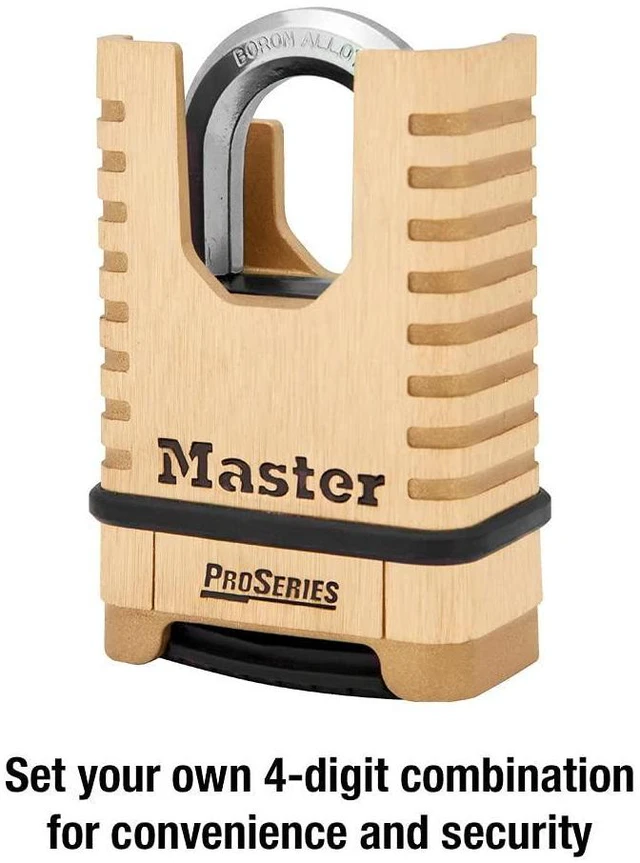 Alt view image 12 of 14 - ProSeries Combination Padlock Commercial Grade Brass Lock 1177D | Heavy-Duty, Commercial-Grade Security Lock, Resettable Combination Padlock for Construction Sites, Gates, Tools