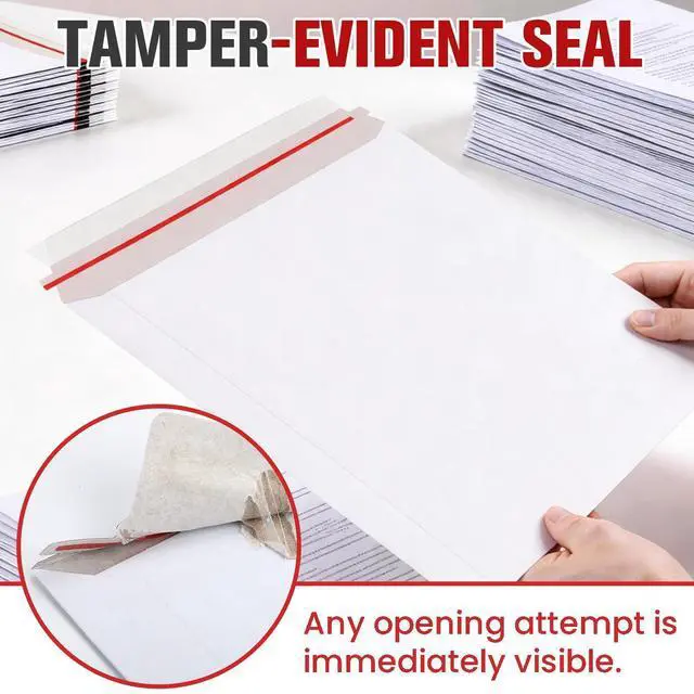 Alt view image 10 of 14 - 200 Pack 9X12 Inch Rigid Stay Flat Mailers, Self Seal Lightweight Cardboard Envelopes, White Photography Mailers for Photo, Document, Magazine & CD Mailing