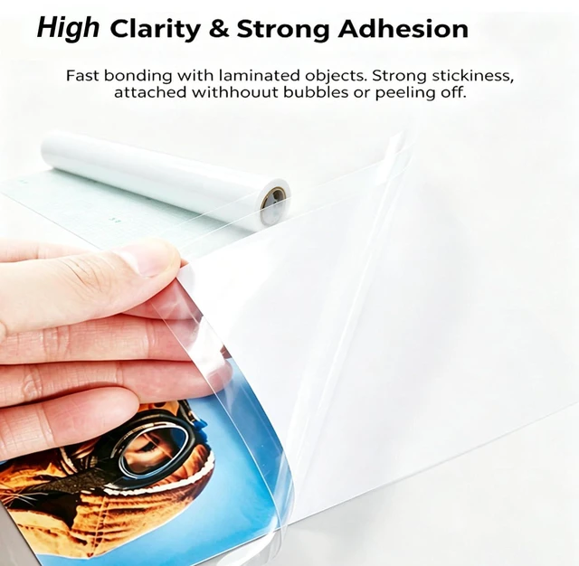 Alt view image 12 of 14 - Cold Laminating Film Glossy Roll 25''x180 Vinyl Cold Lamination Film Self-Adhesive Laminating Vinyl Roll