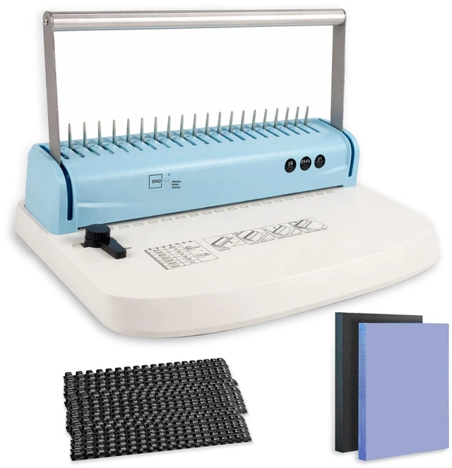 Alt view image 8 of 14 - Binding Machine, 19Hole, 145 Sheets, Fixed Margin, with Bonus Kit | Comb Binder, Punches 6-8 Sheets, Binds up to 145 Sheets, with 50 8Mil PVC Covers, 50 12Mil Polycovers and 50 1/2" Combs