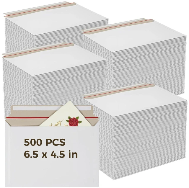 Alt view image 12 of 12 - 500 PCS 6.5 x 4.5 Inch Self Seal Rigid Mailers, White Rigid Photo Mailers, Rigid Mailer Self Seal Cardboard Envelopes for Photos, Document, CD, Coins, Stamps (500)