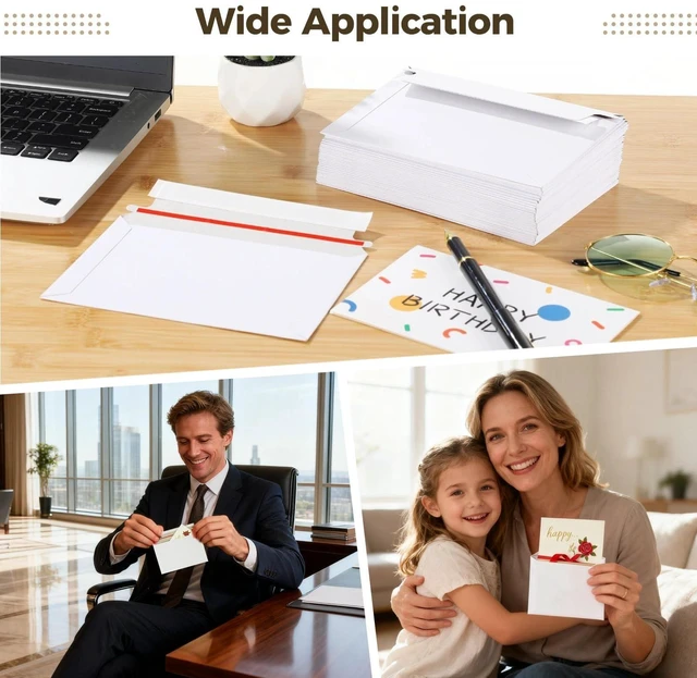 Alt view image 11 of 12 - 500 PCS 6.5 x 4.5 Inch Self Seal Rigid Mailers, White Rigid Photo Mailers, Rigid Mailer Self Seal Cardboard Envelopes for Photos, Document, CD, Coins, Stamps (500)