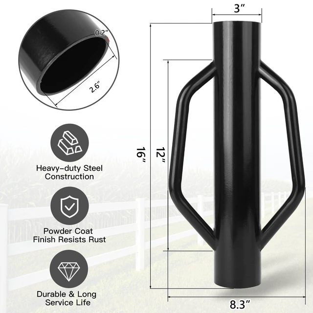 Alt view image 10 of 14 - Fence Post Driver T Post Driver with Handle Metal Pounder Rammer for U Channel Wooden Fence 8LB