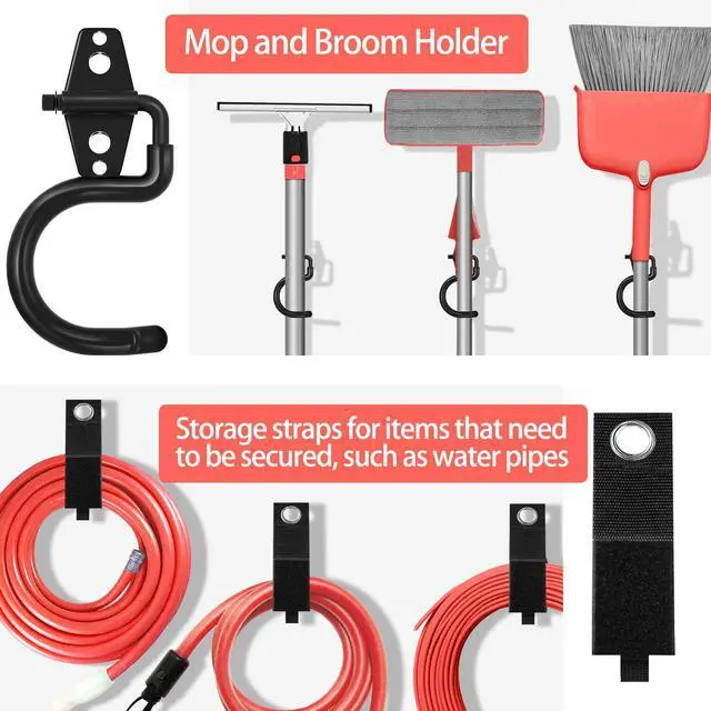 Alt view image 12 of 14 - 18 Pack Garage Hooks Heavy Duty - Anti-Slip Coating | Garage Storage Hooks for Hanging BikeLadderGarden ToolsHose