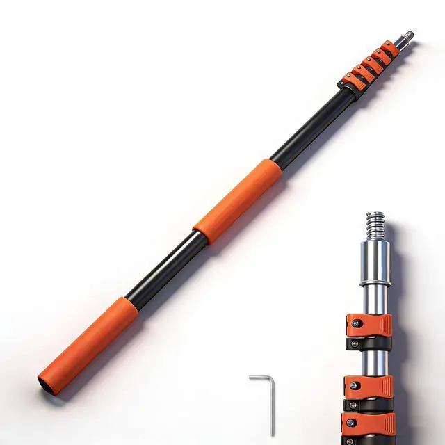 Alt view image 8 of 14 - 3-12FT Telescopic Extension Pole, Flip-Lock & Screw Dual Locking Extendable Pole, Multi-Purpose Paint Roller Extension Pole for Painting & Cleaning