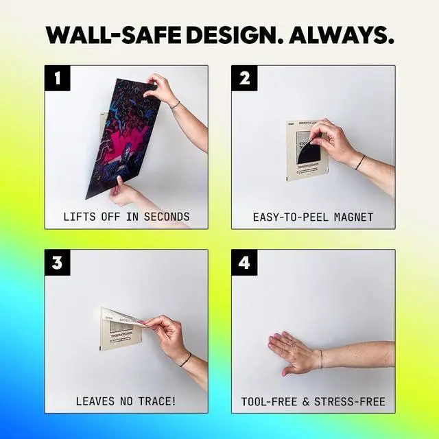 Alt view image 13 of 14 - Magnetic Wall Mount Kit for Hanging Pictures, 3-Pack | Peel & Stick Wall Magnets with Safe Removable Adhesive Leaf No Drill, Damage-Free Magnets for Wall Art, Metal Posters Prints