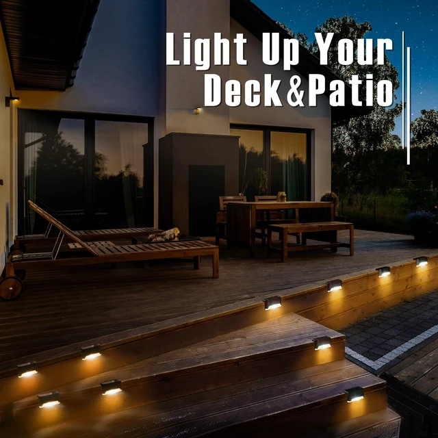Alt view image 9 of 14 - Led Solar Deck Lights, 16 PackWaterproof, Warm White | LED Solar Deck Lights for Outdoor Stairs, Step, Fence, Railing, Yard and Patio