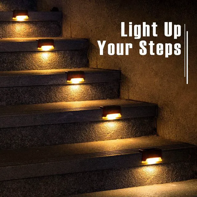 Alt view image 10 of 14 - Led Solar Deck Lights, 16 PackWaterproof, Warm White | LED Solar Deck Lights for Outdoor Stairs, Step, Fence, Railing, Yard and Patio