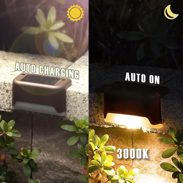 Alt view image 12 of 14 - Led Solar Deck Lights, 16 PackWaterproof, Warm White | LED Solar Deck Lights for Outdoor Stairs, Step, Fence, Railing, Yard and Patio