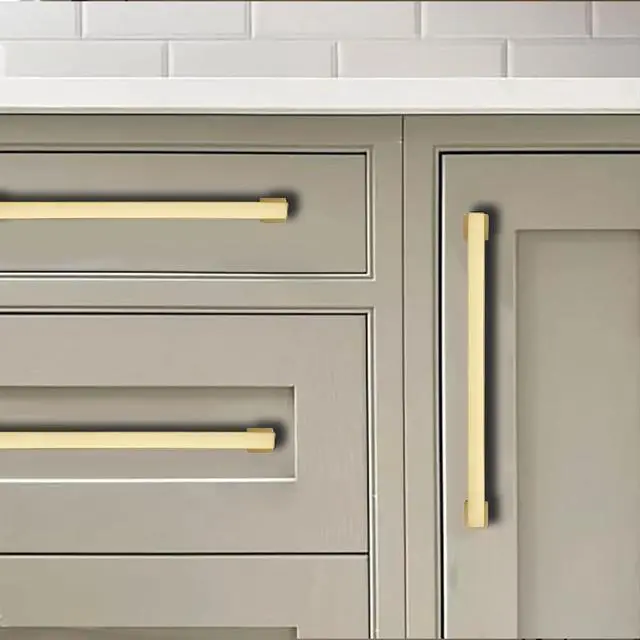 Alt view image 10 of 10 - 10 Pack 5inch(128mm) Hole Center Brushed Gold Cabinet Pulls Heavy-Duty Solid Matte Gold Cabinet Hardware Pulls for Kitchens, bathrooms and Dresser Handle