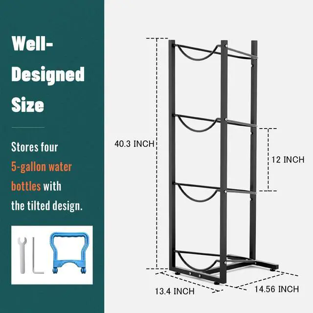 Alt view image 11 of 12 - 5 Gallon Water Jug Holder: 4 Tier Water Jug Stand Holder for 5 Gallon Water Dispenser- 5 Gal Water Bottle Storage Rack Organizer for Home Kitchen Garage (4 Tier)
