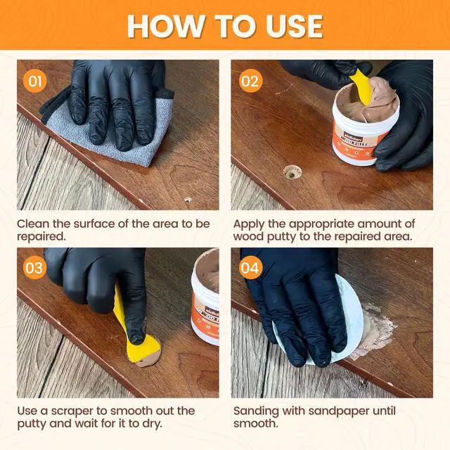 Alt view image 11 of 12 - Wood Filler, Wood Putty, Wood Hole Filler, 16 Oz White Wood Repair Kit | Paintable & Stainable Wood Filler Putty, Wood Furniture Scratch Cracks Holes Repair, Exterior Wood Filler Water Resistant