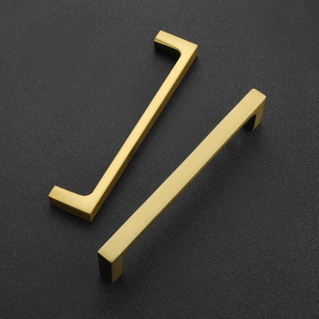 Alt view image 9 of 14 - Brushed Brass Solid Pulls Cabinet Handles 5 Inch 10 Pack | Solid Zinc, Slim Design, Mounting Screws Included, Kitchen Cabinet Hardware, For Cupboards, Dressers, Drawers