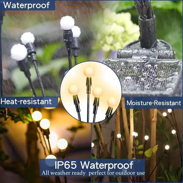 Alt view image 11 of 12 - Solar Garden Lights - Upgraded Solar Swaying Light, Sway by Wind, Outdoor Lights, Yard Patio Pathway Decoration, High Flexibility Iron Wire & Heavy Bulb Base, Warm White(2 Pack)