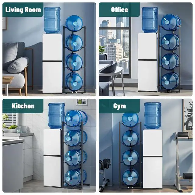 Alt view image 12 of 12 - 5 Gallon Water Jug Holder: 4 Tier Water Jug Stand Holder for 5 Gallon Water Dispenser- 5 Gal Water Bottle Storage Rack Organizer for Home Kitchen Garage (4 Tier)