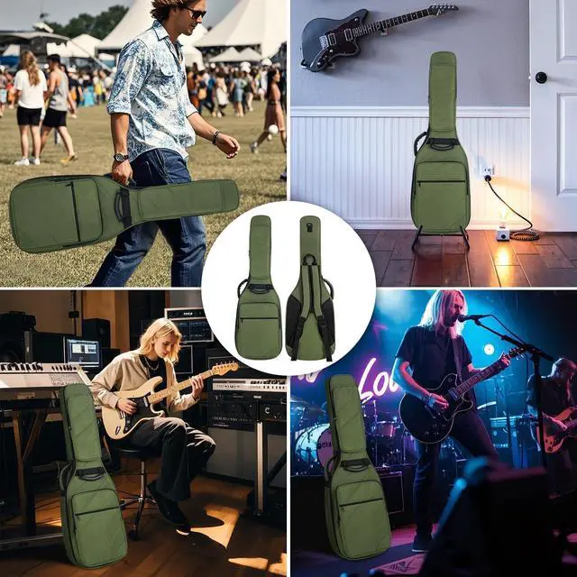 Alt view image 12 of 12 - Guitar Bag Electric Case Reinforced 0.7 In Thick Sponge Soft Padded Guitar Case with 3 Pockets Electric Guitar Gig Bag, Neck Cradle,Back Hanger Loop for 39 Electric Guitars