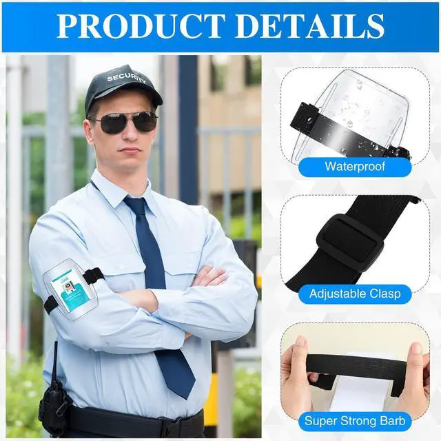 Alt view image 9 of 12 - 100 Pcs Arm Badge Armband Visibility PVC ID Card Holder with Adjustable Strap Fastener Armband Pass Clear Display Name Tag Holder for Work Ski Postcard Pass Universal Size(Black)