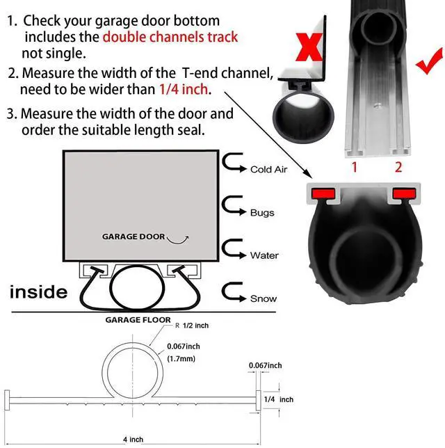 Alt view image 12 of 14 - Garage Door Bottom Seals Weatherproof Weather Stripping Threshold Buffering Sealing High Performance EPDM Rubber Resistance Gasket Black 1/4 Inch T-End, 16FT Long