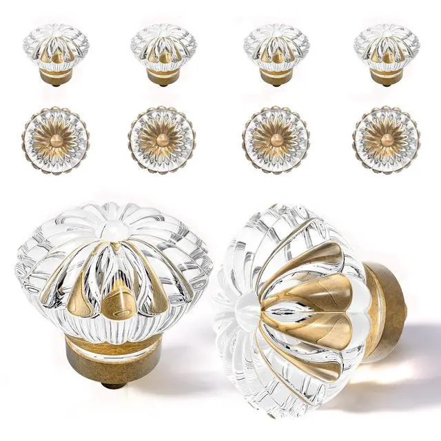 Alt view image 8 of 14 - Crystal Vintage Cabinet Dresser KnobsAntique Brass Bronze, 8 Pack | Zinc Alloy & Clear Glass, Single-Hole Design, Fits Drawers Dressers Knobs, Kitchen Bathroom Cabinets Hardware Handles