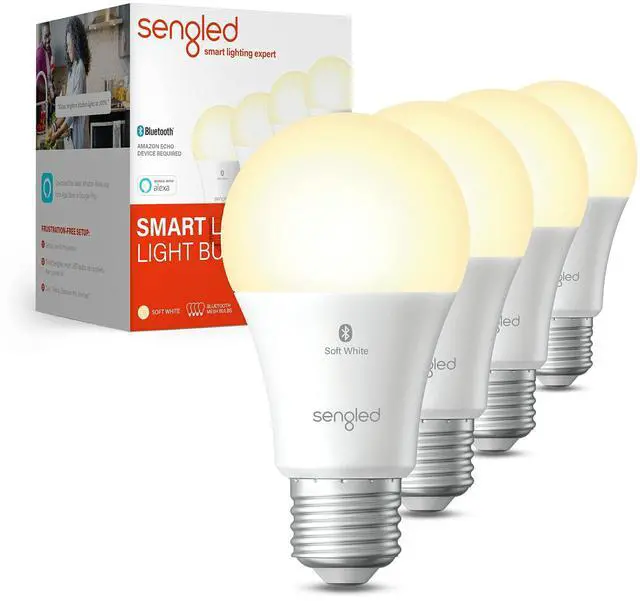 Alt view image 8 of 14 - Alexa Light Bulb, S1 Auto Pairing with Alexa Devices, Warm Light Bulbs, Smart Light Bulbs that Work with Alexa, Bluetooth Mesh Smart Home Lighting, E26 60W Equivalent, 800LM, 4-Pack