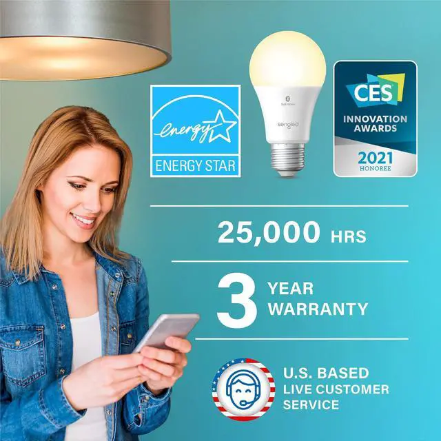 Alt view image 9 of 14 - Alexa Light Bulb, S1 Auto Pairing with Alexa Devices, Warm Light Bulbs, Smart Light Bulbs that Work with Alexa, Bluetooth Mesh Smart Home Lighting, E26 60W Equivalent, 800LM, 4-Pack