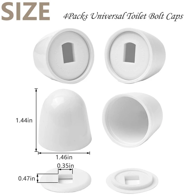 Alt view image 9 of 12 - Ceramic Gold Bird Toilet Bolt Covers, 2 Birds and 4 Plastic Caps | Bathroom Decor Hides Floor Bolts, 0.5 in Base Opening, Fits Bolts up to 1.18 in High, Peel & Stick, Place-Over Installation
