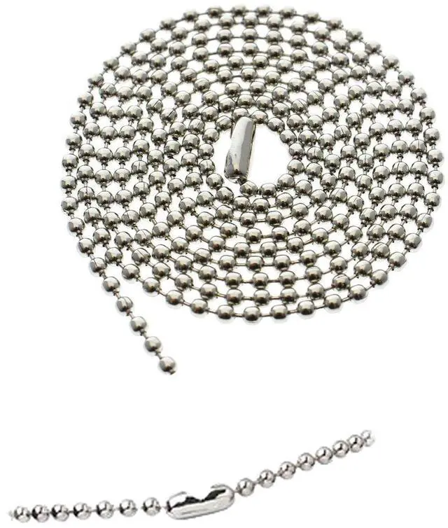 Alt view image 8 of 14 - Bulk 100 Pack - Anti Corrosion Nickel Plated Beaded Neck Chain ID Badge Holders - 36 Inch Long Adjustable Length Steel Necklace Lanyard - Great for Police Badges and Military Dog Tags
