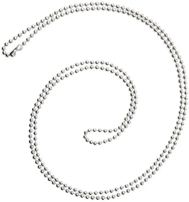 Alt view image 9 of 14 - Bulk 100 Pack - Anti Corrosion Nickel Plated Beaded Neck Chain ID Badge Holders - 36 Inch Long Adjustable Length Steel Necklace Lanyard - Great for Police Badges and Military Dog Tags