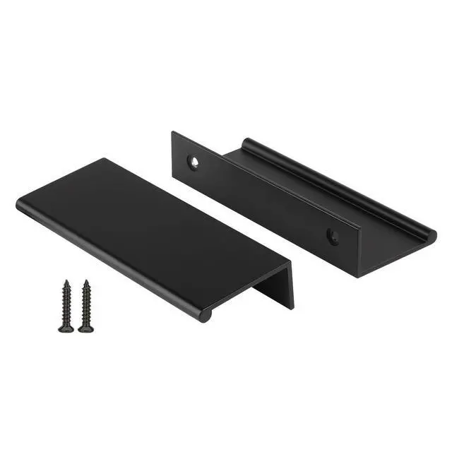 Alt view image 8 of 14 - 10 Pack Black Cabinet Pulls Kitchen Cabinet Handles 3" Finger Pulls | Edge Pulls Black Cabinet Handles Modern Hidden Drawer Pulls Aluminum Alloy Dresser Drawer Handles Closet Bedroom Living Room