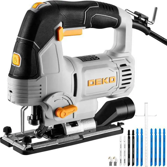 Alt view image 8 of 14 - 6.7-Amp Jig Saw Corded: Electric Jigsaw Tool Power Jig Saws for Wood Cutter with 6 Variable Speed Up to 3000 SPM, 4 Orbital Settings, LED Light & ±45° Bevel Cutting, Tool-Free Blade Change