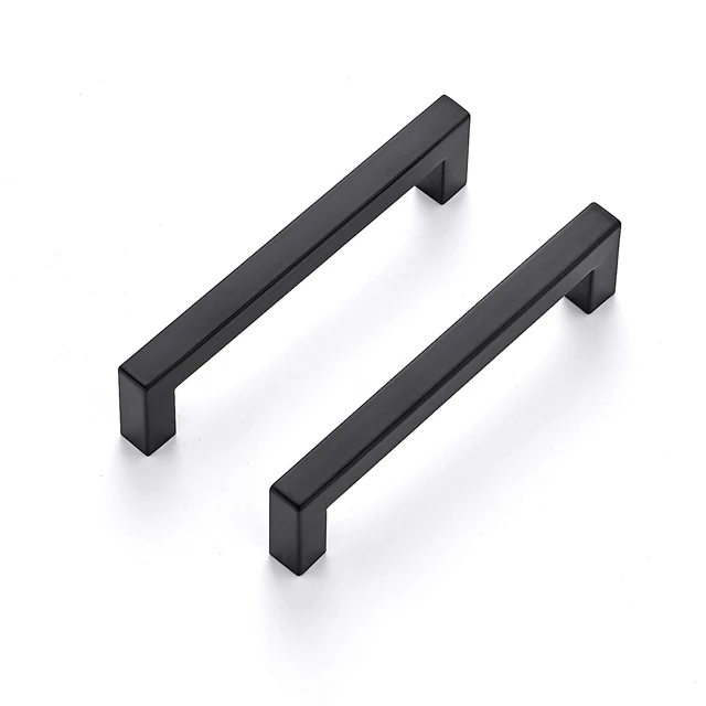 Alt view image 8 of 14 - Matte Black Cabinet Handles Square Pulls 5 Inch 10 Pack | Smooth Feel, Square Bar Grip, Stainless Steel, Screws Included, Kitchen Cabinet Hardware, For Cupboards, Drawers, Dressers