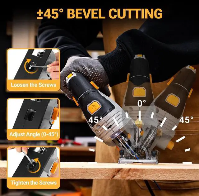 Alt view image 10 of 14 - 6.7-Amp Jig Saw Corded: Electric Jigsaw Tool Power Jig Saws for Wood Cutter with 6 Variable Speed Up to 3000 SPM, 4 Orbital Settings, LED Light & ±45° Bevel Cutting, Tool-Free Blade Change