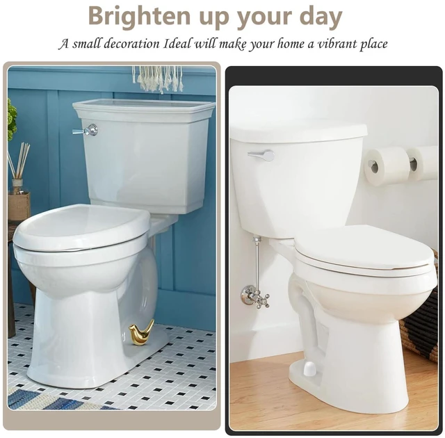 Alt view image 12 of 12 - Ceramic Gold Bird Toilet Bolt Covers, 2 Birds and 4 Plastic Caps | Bathroom Decor Hides Floor Bolts, 0.5 in Base Opening, Fits Bolts up to 1.18 in High, Peel & Stick, Place-Over Installation