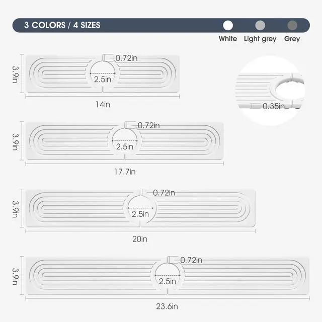 Alt view image 10 of 14 - Quick Drying Stone Faucet Mat for Kitchen Sink - Diatomite Sink Mat Absorbing Stone Tray for Bathroom Counter, Sink Faucet Splash Guard Water Protector Matt for Kitchen Counter(White, 14" x 3.9")