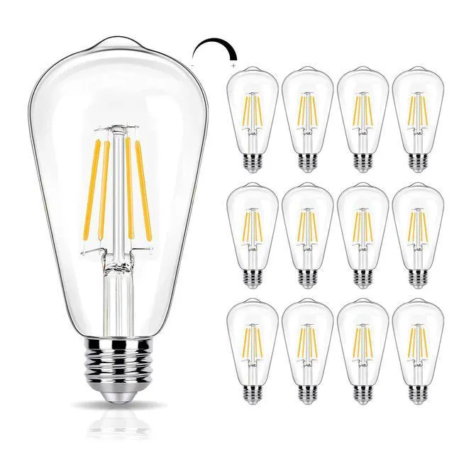 Alt view image 8 of 14 - 12 Pack Dimmable LED Light Bulbs 40 Watt Equivalent, ST19 Vintage E26 Edison Bulbs, 2700K Soft Warm White 4W LED Bulbs, Antique Filament Decorative Light Bulbs for Light Fixtures