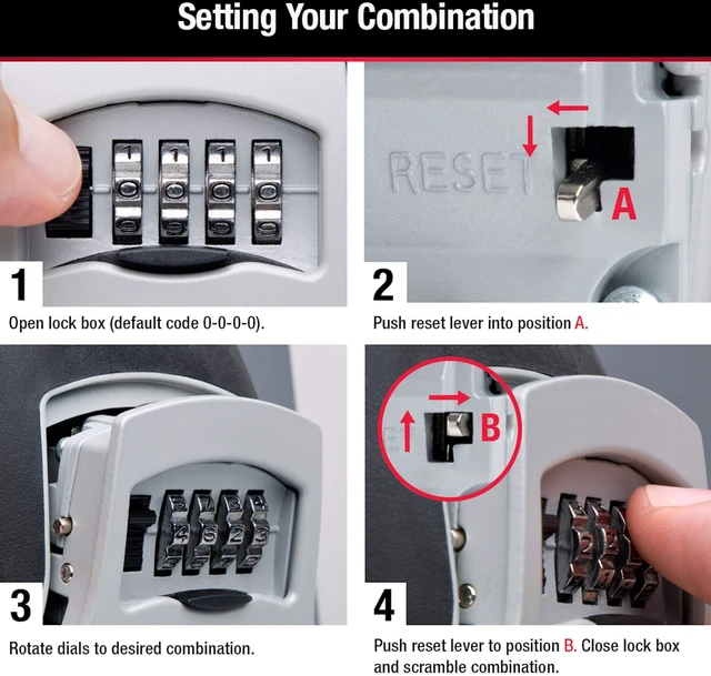 Alt view image 13 of 14 - Key Lock Box for House Keys Outdoor Portable Combination Lockbox with Resettable 4 Digit Code, Weather Resistant Durable Metal Body, Holds 5 Keys, 5400EC2, Black, 2 Pack