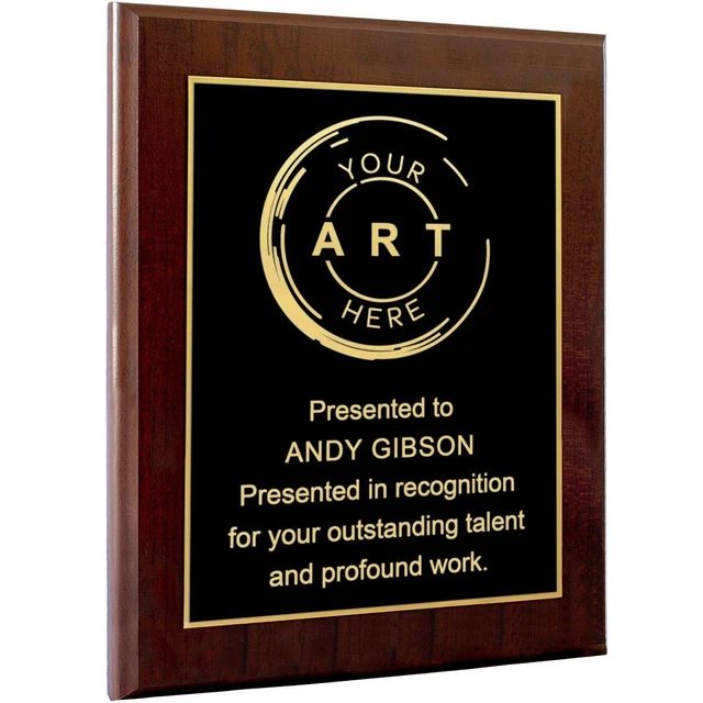 Alt view image 8 of 14 - Custom Laser Engraved Award Plaque, Personalized Recognition Plaque with Black Plate and Gold or Silver Engraving, Multiple Wood Finishes for Employee, Corporate & Achievement Awards | Custom