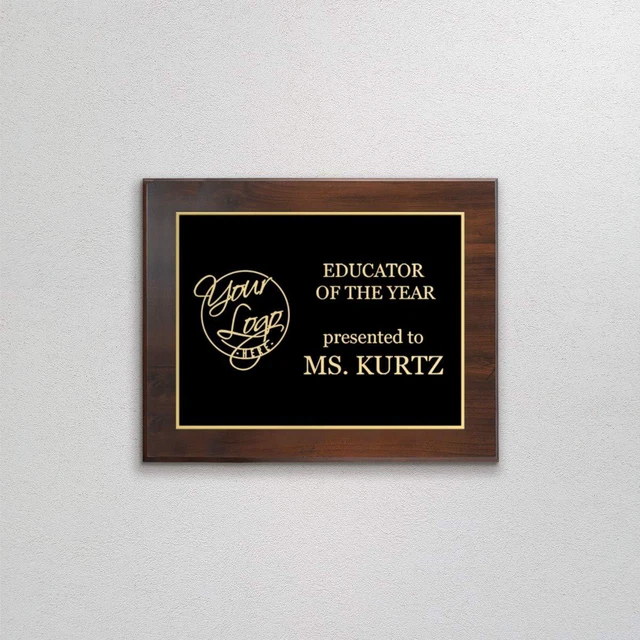Alt view image 10 of 14 - Custom Laser Engraved Award Plaque, Personalized Recognition Plaque with Black Plate and Gold or Silver Engraving, Multiple Wood Finishes for Employee, Corporate & Achievement Awards | Custom