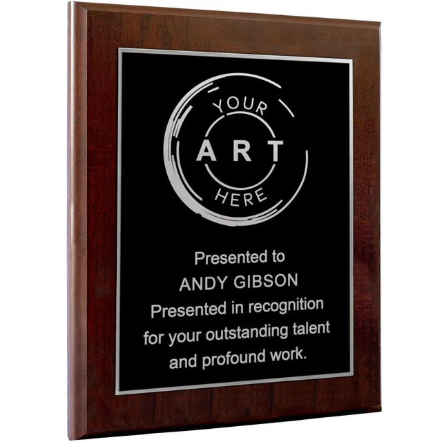 Alt view image 14 of 14 - Custom Laser Engraved Award Plaque, Personalized Recognition Plaque with Black Plate and Gold or Silver Engraving, Multiple Wood Finishes for Employee, Corporate & Achievement Awards | Custom