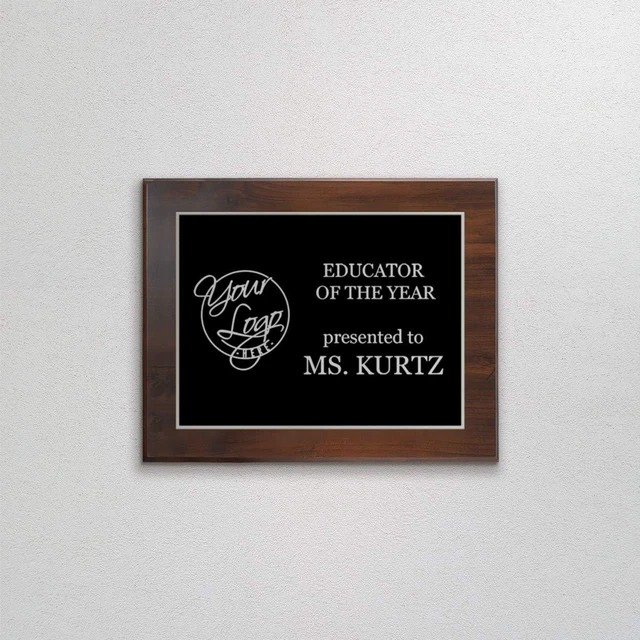 Alt view image 12 of 14 - Custom Laser Engraved Award Plaque, Personalized Recognition Plaque with Black Plate and Gold or Silver Engraving, Multiple Wood Finishes for Employee, Corporate & Achievement Awards | Custom