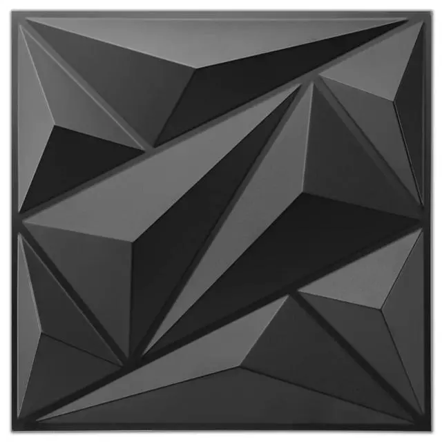 Alt view image 8 of 14 - 33 Pack 3D Wall Panels Diamond, Black, 12''x12'' | PVC Accent Wall Panels for Interior Wall Decor, Living Room, Lobby Bedroom Hotel Office, Cover 32.Sq.Ft