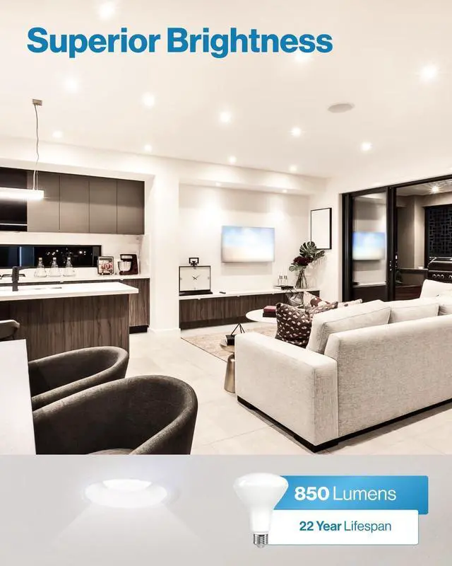 Alt view image 9 of 14 - Sunco 12 Pack BR30 LED Bulb Flood Light, E26, 11W=65W, 5000K Daylight | 850LM, Dimmable, Indoor, Home, Bedroom, Kitchen Lighting, Recessed Can Light Bulbs, Medium Base, Recessed Flood Light Bulbs