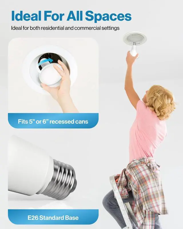 Alt view image 11 of 14 - Sunco 12 Pack BR30 LED Bulb Flood Light, E26, 11W=65W, 5000K Daylight | 850LM, Dimmable, Indoor, Home, Bedroom, Kitchen Lighting, Recessed Can Light Bulbs, Medium Base, Recessed Flood Light Bulbs