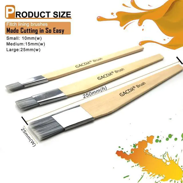 Alt view image 8 of 12 - Slant Lining Fitch Trim Paint Brushes, Pack of 6, 0.5", 0.75", 1" | Angled Cutting In Paint Brush, Fast Accurate Detail & Control, Hobby & Craft, 2 Each of 3 Sizes