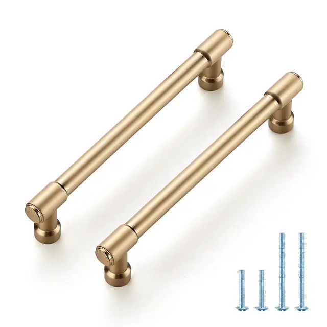 Alt view image 8 of 14 - Champagne Bronze Cabinet Handles Modern Pulls,5 Inch,10 Pack | Smooth Feel, Solid Zinc Alloy, Screws Included, Dresser Drawer Pulls, Kitchen Cabinet Hardware, for Cupboard Door Handles