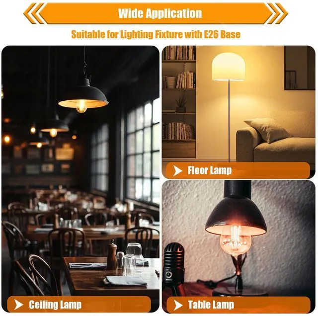 Alt view image 14 of 14 - 12 Pack Dimmable LED Light Bulbs 40 Watt Equivalent, ST19 Vintage E26 Edison Bulbs, 2700K Soft Warm White 4W LED Bulbs, Antique Filament Decorative Light Bulbs for Light Fixtures