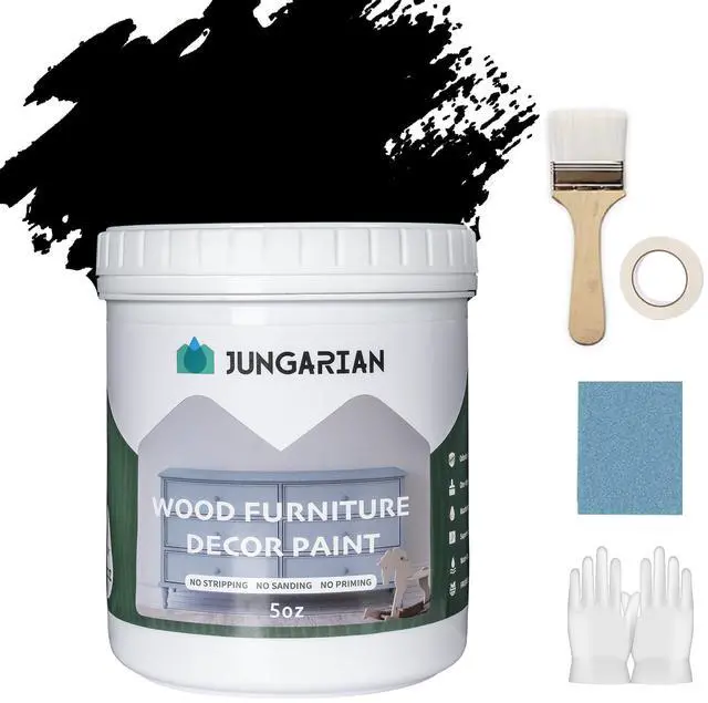 Alt view image 8 of 14 - Furniture Paint Kit 5oz with Tools - Water-based & Low Odor No Sanding No Priming- Matte Finish Indoor Outdoor Wood Paint for Cabinets, Doors, Tables and Dressers - Black