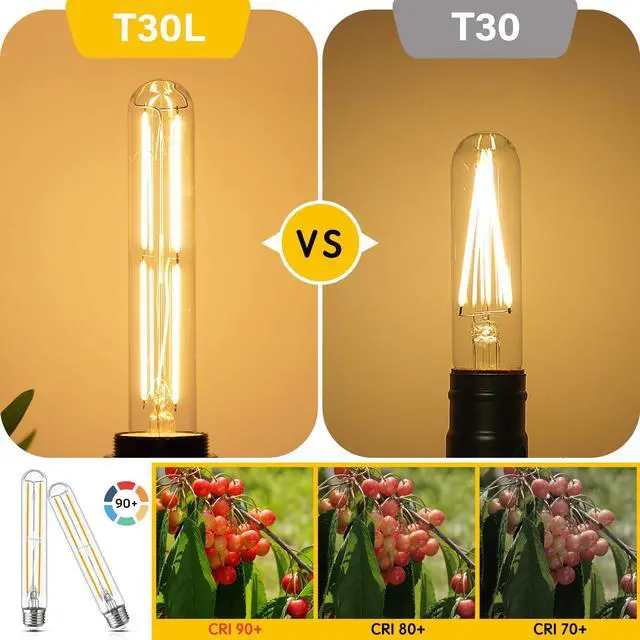 Alt view image 11 of 12 - Tubular Light Bulb 7.3 Inch Dimmable T10 LED Bulb E26 6W 60 Watts | Edison Bulbs 2700K Solf White,185mm Long for Wall Sconces, Pendant, Livingroom, 4-Pack